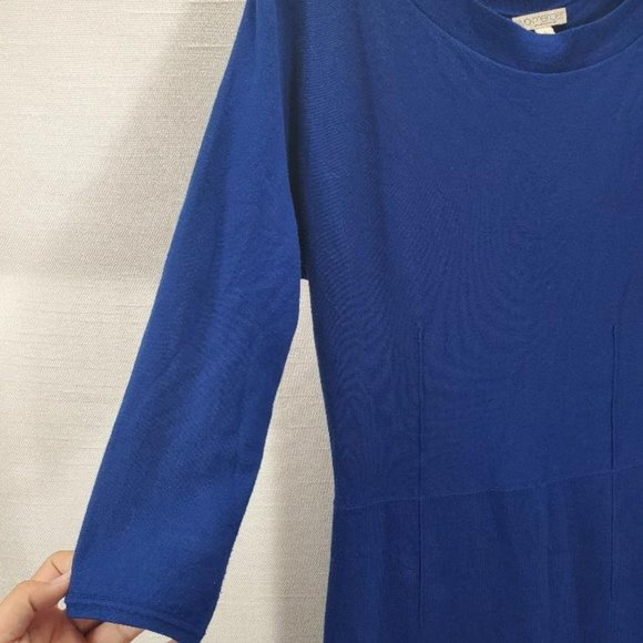 Eva Mendes NY&C Midi Sweater Dress Womens Large Blue 3/4 Sleeve Pencil Stretch - Picture 4 of 13